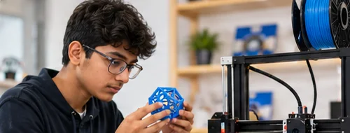 Student with a 3D-printed model